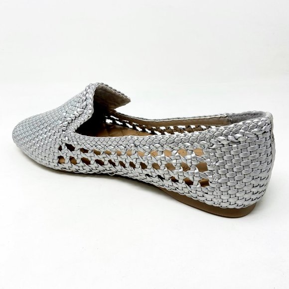 Never Worn Birdies The Starling Silver Woven Womens SlipOn Vegan Leather Loafers - Picture 3 of 5